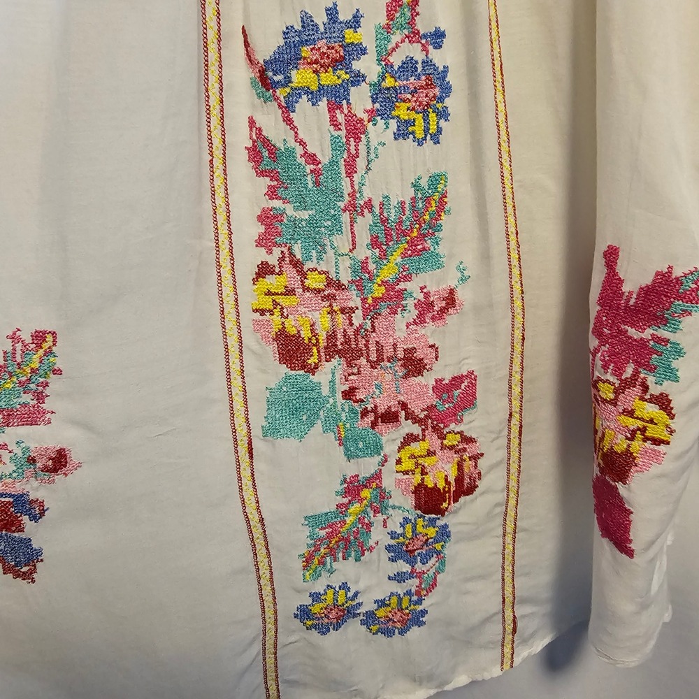 Melissa Odabash Peasant Blouse Women One Size White Floral Boho Embroidery - Picture 4 of 11